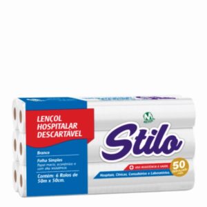 Lençol Hospitalar Stilo 6 rolos 50M x 50 cm Branco