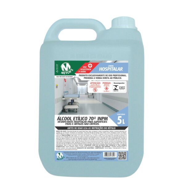 Álcool Etílico Hidratado 70º INPM Hospitalar – 5L (Polietileno)